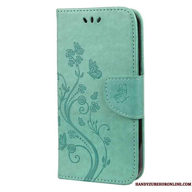 Flip Cover iPhone 13 Mini Med Snor Strappy Floral