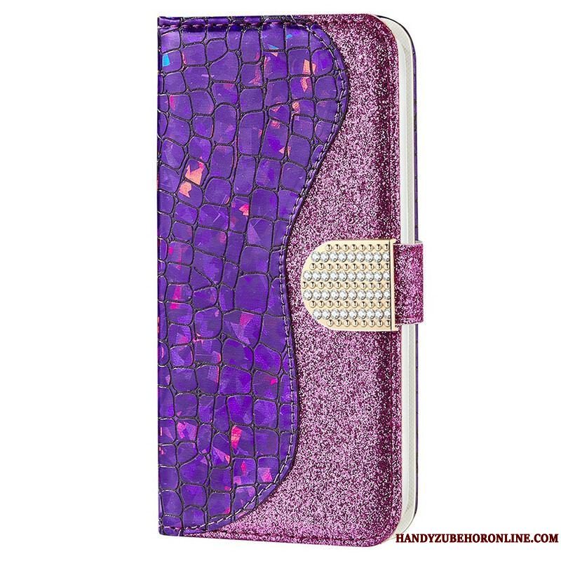 Flip Cover iPhone 13 Pro Max Krokodille Diamanter