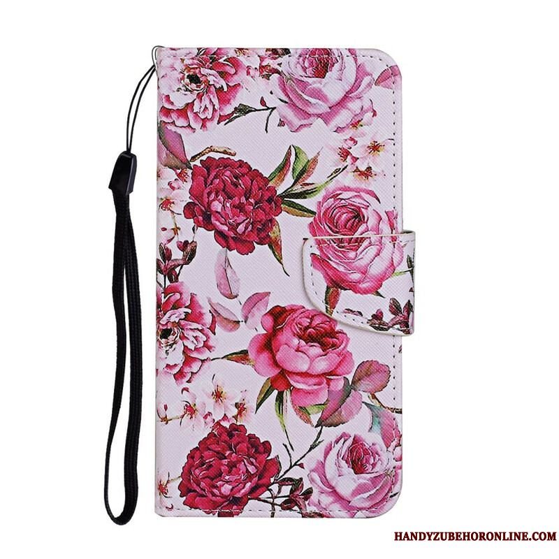 Flip Cover iPhone 13 Pro Mesterlige Blomster Med Rem