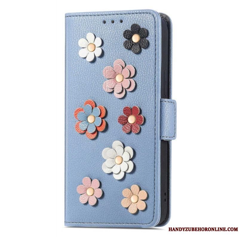 Flip Cover iPhone 14 Dekorative Blomster