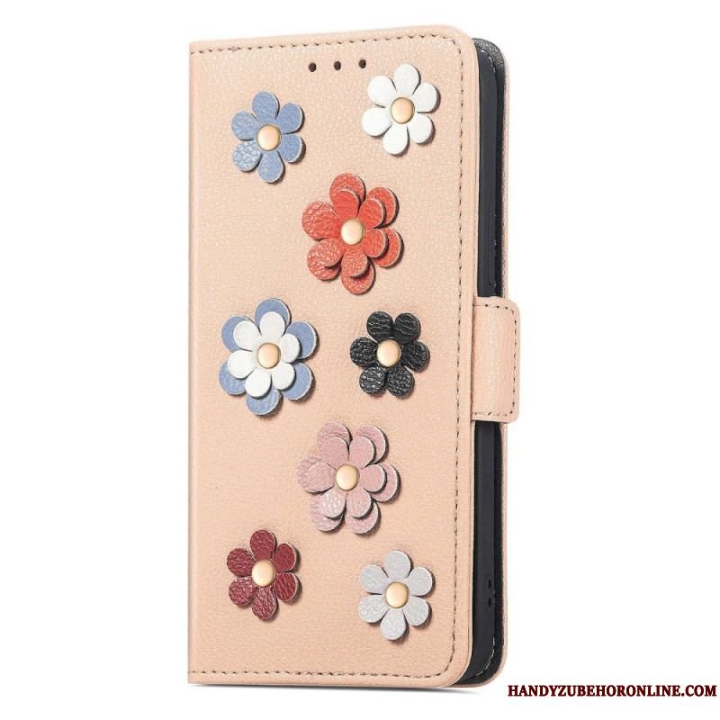 Flip Cover iPhone 14 Dekorative Blomster