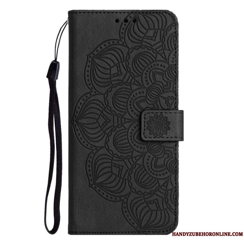 Flip Cover iPhone 14 Med Snor Strappy Mandala