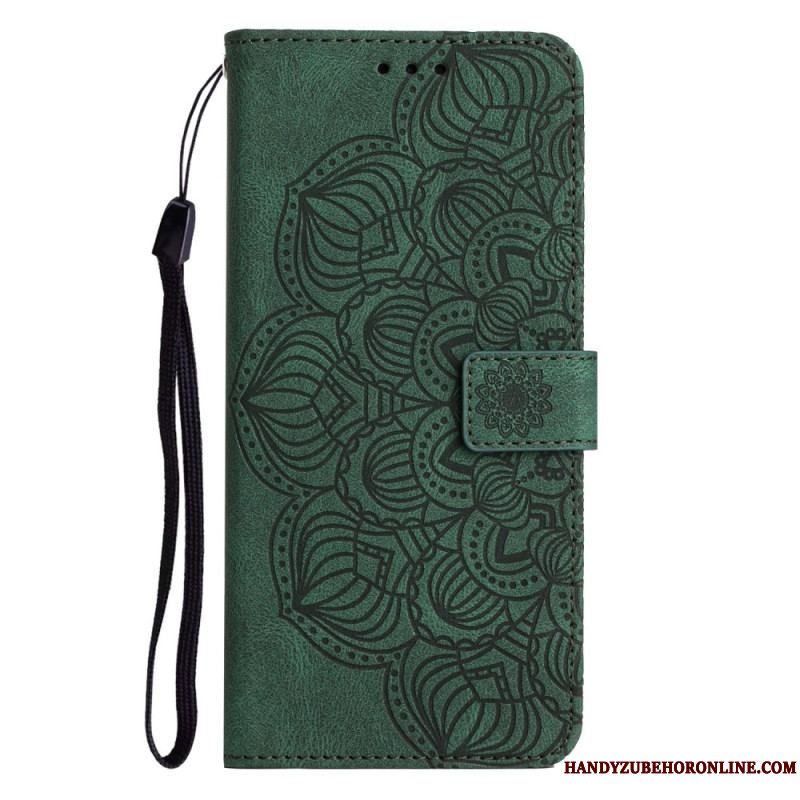 Flip Cover iPhone 14 Med Snor Strappy Mandala