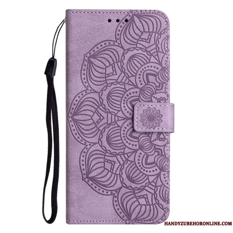 Flip Cover iPhone 14 Med Snor Strappy Mandala