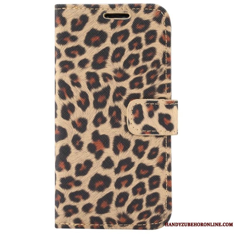 Flip Cover iPhone 14 Plus Leopard Hudstil