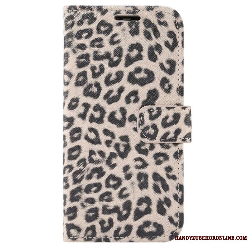 Flip Cover iPhone 14 Plus Leopard Hudstil