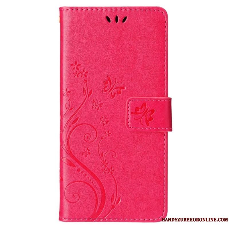 Flip Cover iPhone 15 Blomster Med Snor