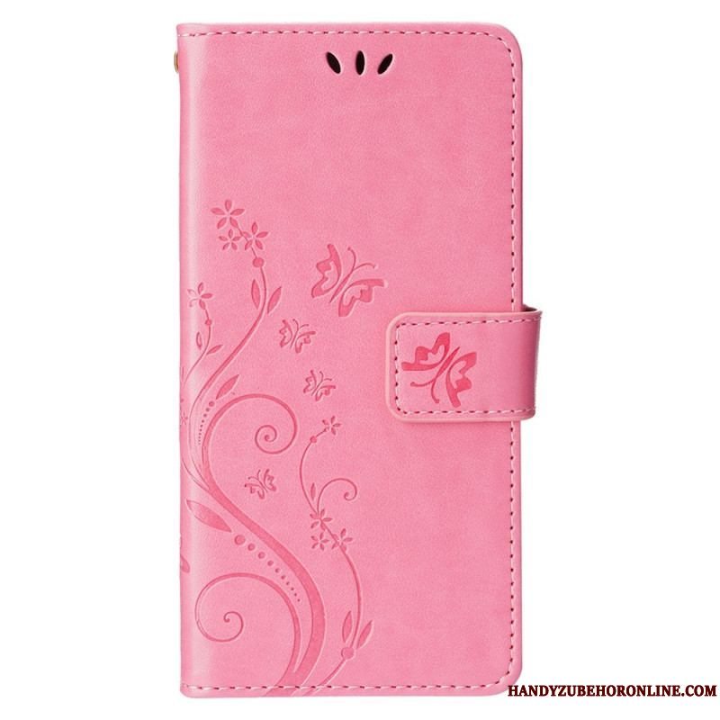 Flip Cover iPhone 15 Blomster Med Snor