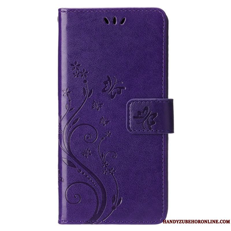 Flip Cover iPhone 15 Blomster Med Snor