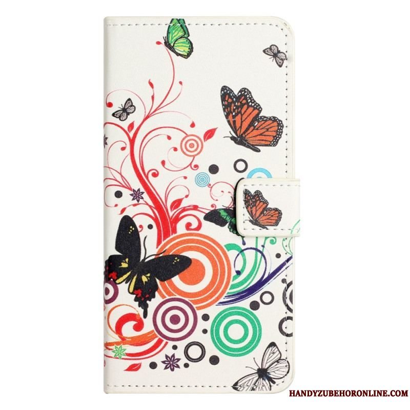 Flip Cover iPhone 15 Kun Sommerfugle