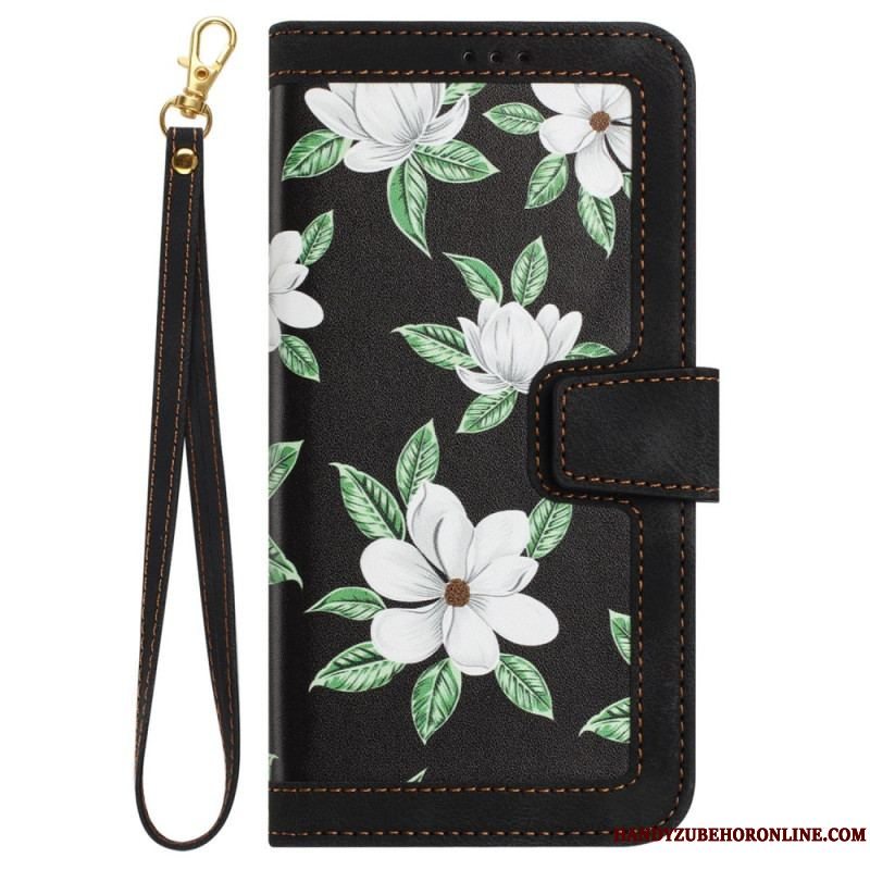 Flip Cover iPhone 15 Luksusblomster