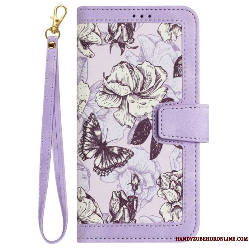 Flip Cover iPhone 15 Luksusblomster