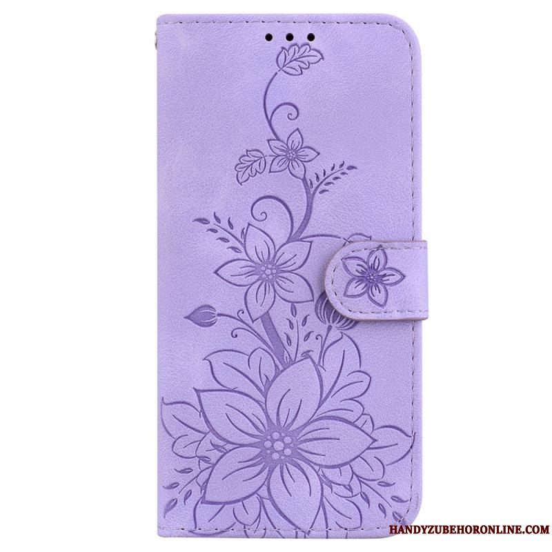 Flip Cover iPhone 15 Pro Max Med Snor Blomsterrem