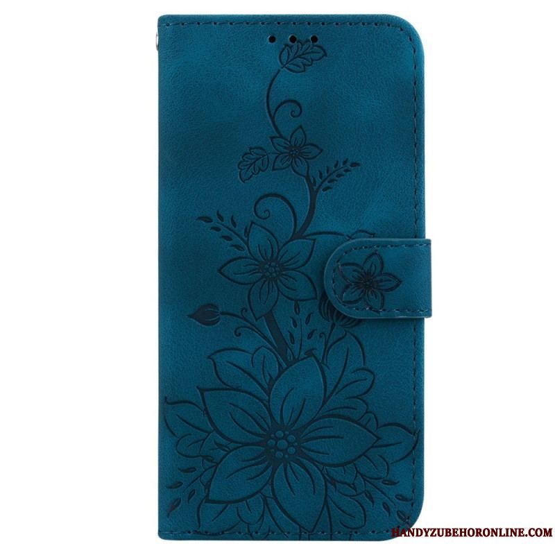 Flip Cover iPhone 15 Pro Max Med Snor Blomsterrem