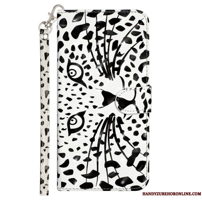 Flip Cover iPhone 15 Pro Med Snor 3d Leopard Med Rem