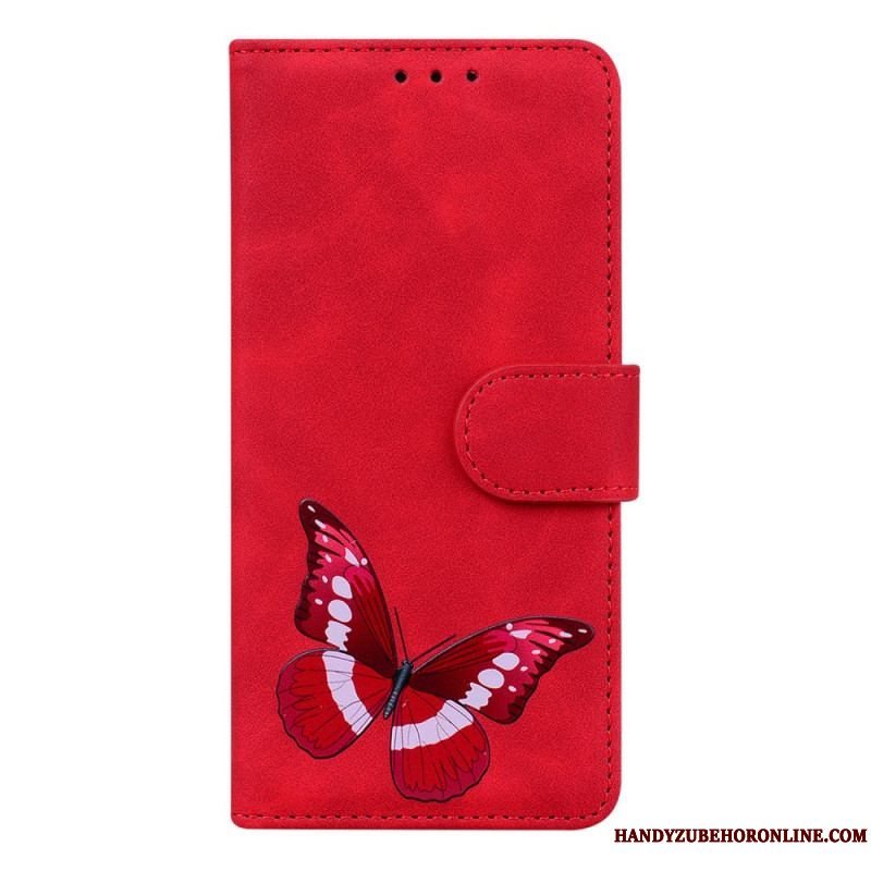 Læder Cover Moto E40 / E30 / E20 Skin-touch Butterfly