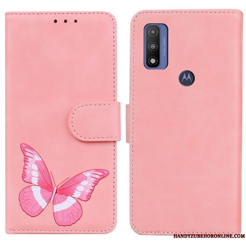 Læder Cover Moto E40 / E30 / E20 Skin-touch Butterfly