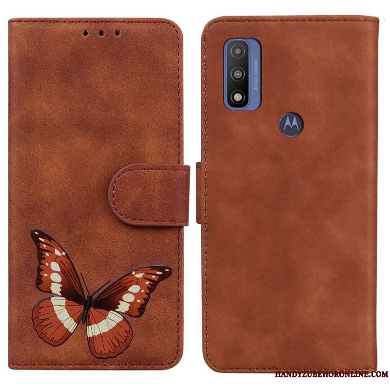 Læder Cover Moto E40 / E30 / E20 Skin-touch Butterfly