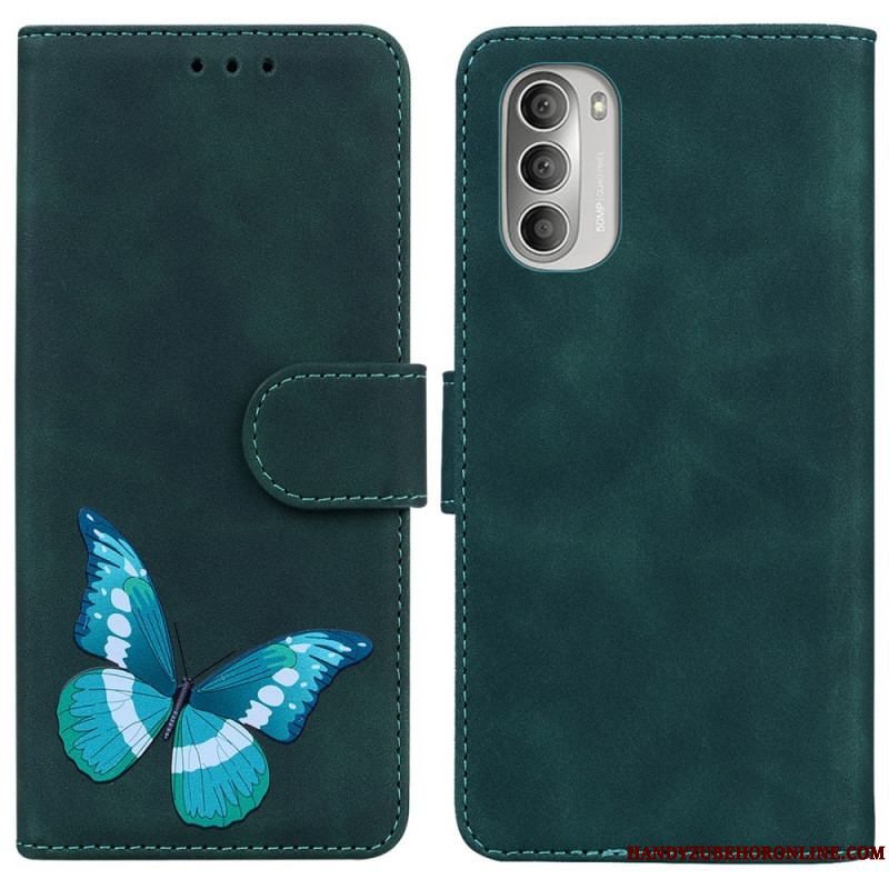 Læder Cover Moto G51 5G Skin-touch Butterfly