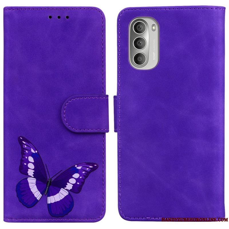 Læder Cover Moto G51 5G Skin-touch Butterfly