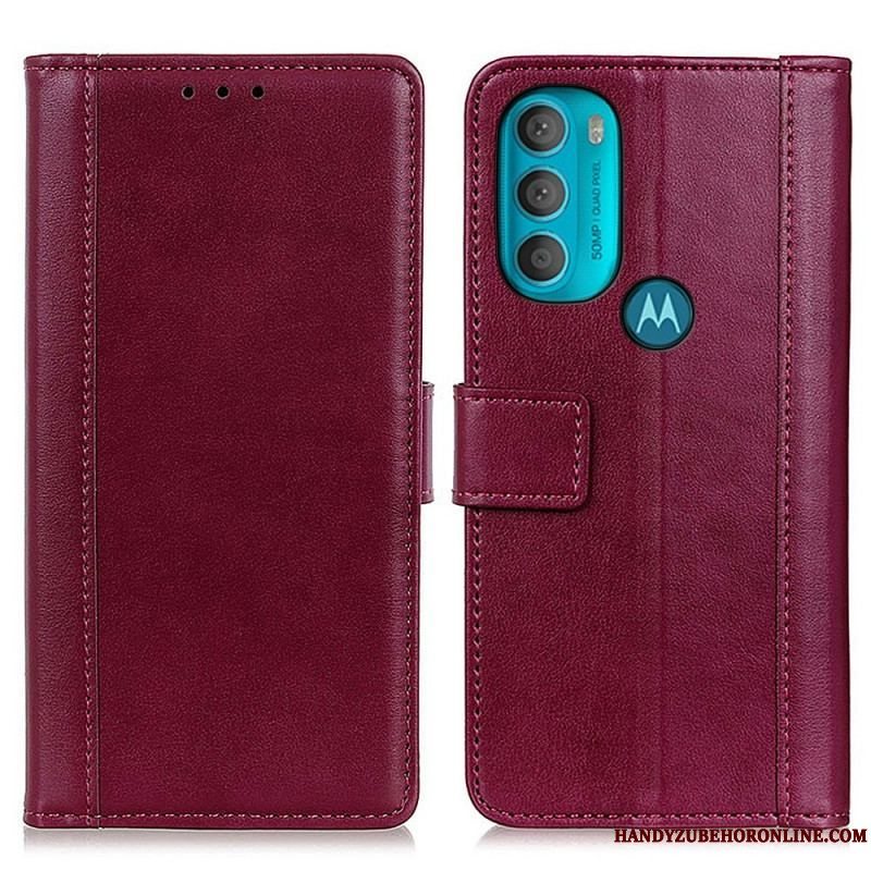 Læder Cover Moto G71 5G Lædereffekt Farvet Version