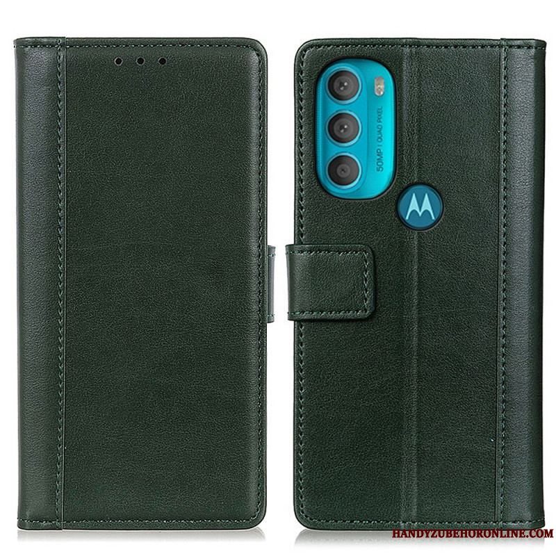 Læder Cover Moto G71 5G Lædereffekt Farvet Version