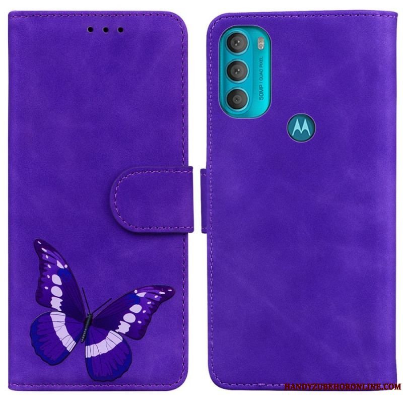 Læder Cover Moto G71 5G Skin-touch Butterfly