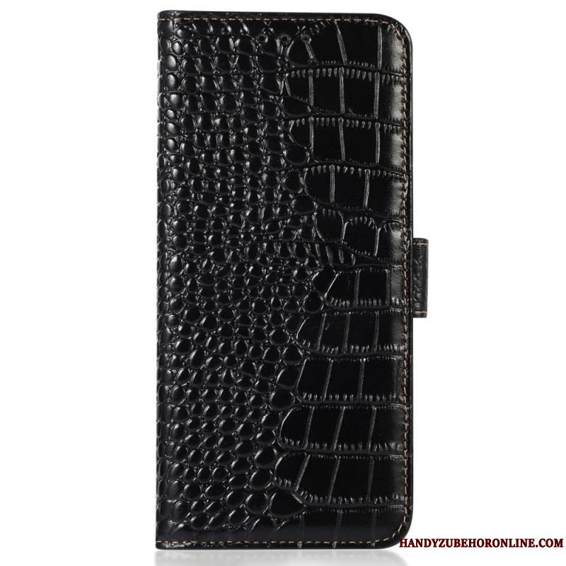 Læder Cover Moto G73 5G Crocodile Style Rfid