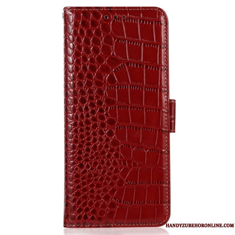 Læder Cover Moto G73 5G Crocodile Style Rfid