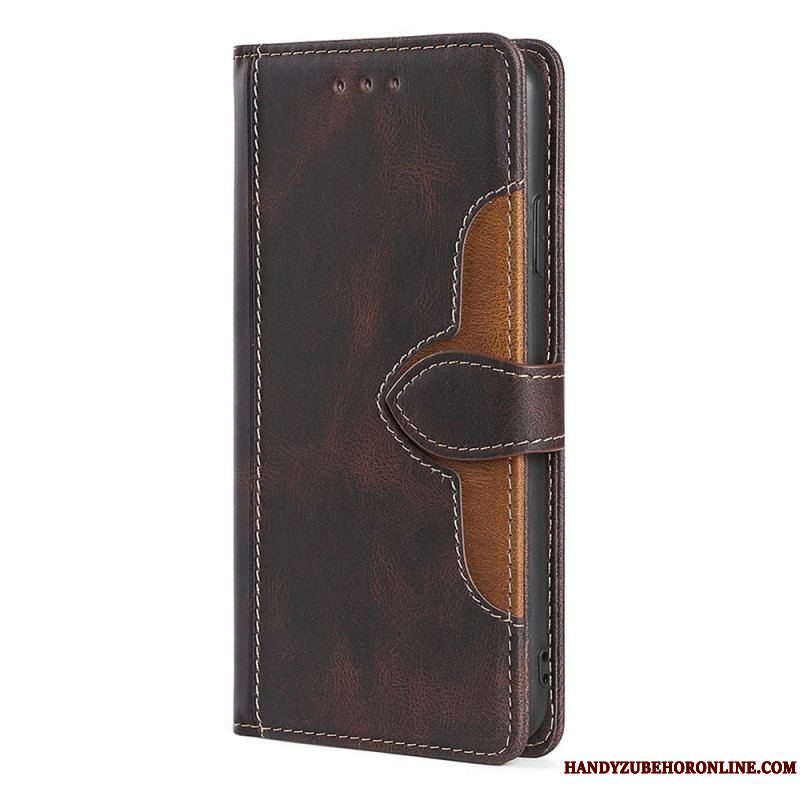 Læder Cover Samsung Galaxy A13 5G / A04s Imiteret Læder Bicolor Stilfuld