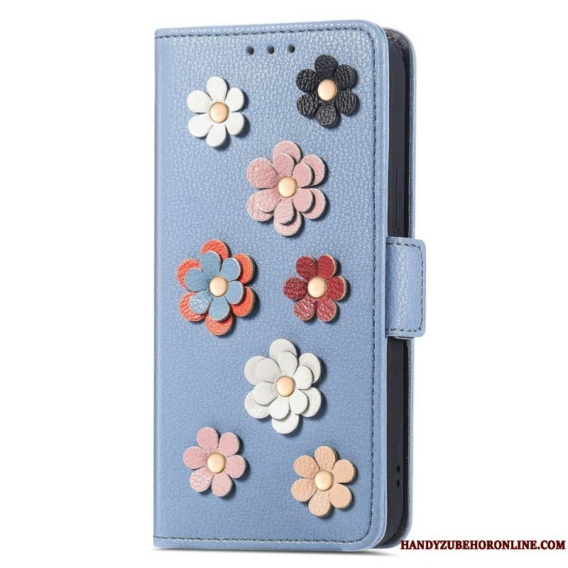 Læder Cover Samsung Galaxy A14 / A14 5G Dekorative Blomster