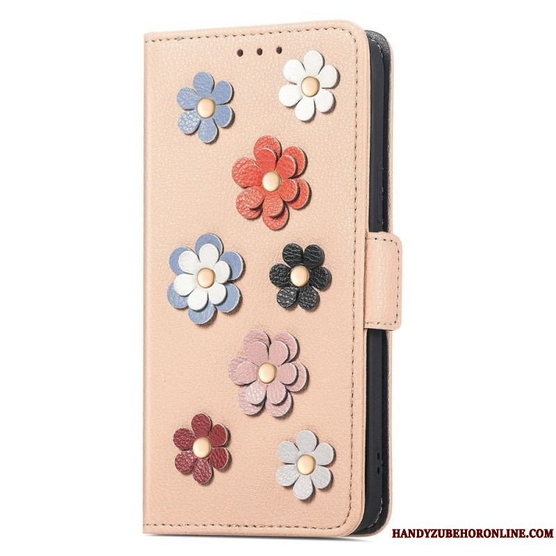 Læder Cover Samsung Galaxy A14 / A14 5G Dekorative Blomster