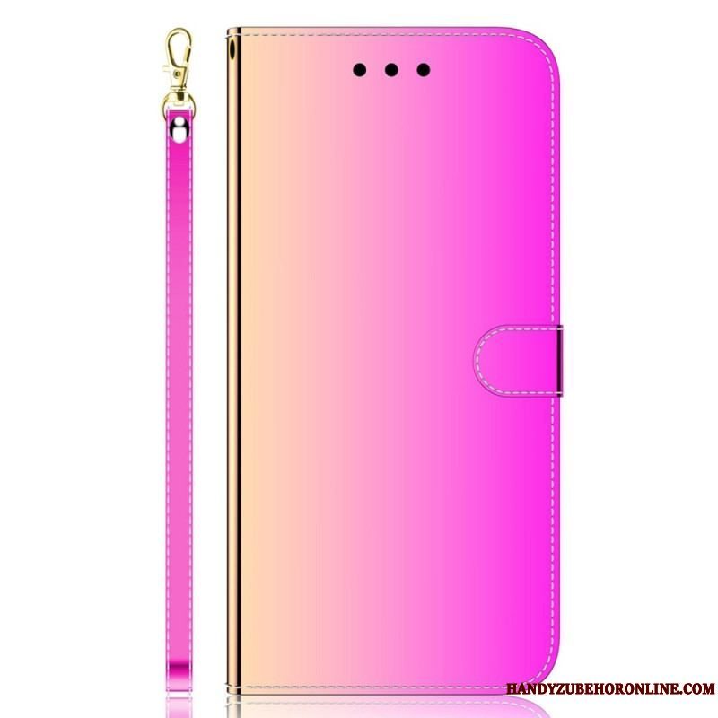 Læder Cover Samsung Galaxy A14 / A14 5G Spejl Og Snor