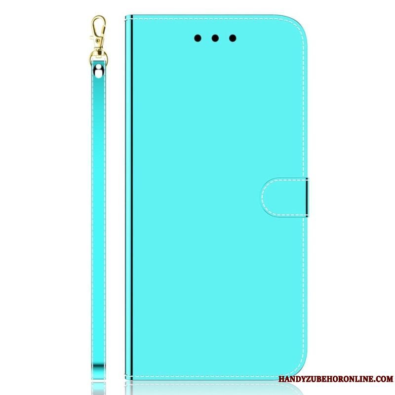 Læder Cover Samsung Galaxy A14 / A14 5G Spejl Og Snor