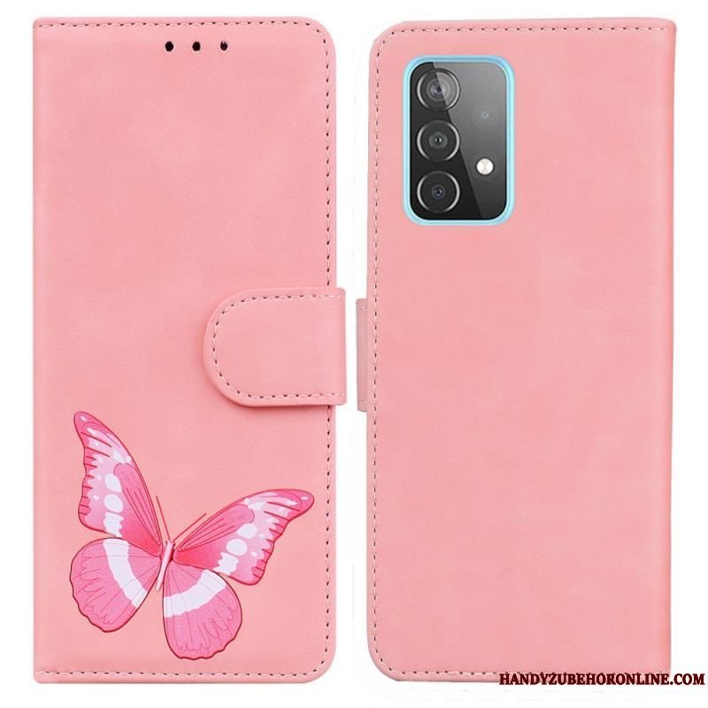 Læder Cover Samsung Galaxy A52 4G / A52 5G / A52s 5G Skin-touch Butterfly