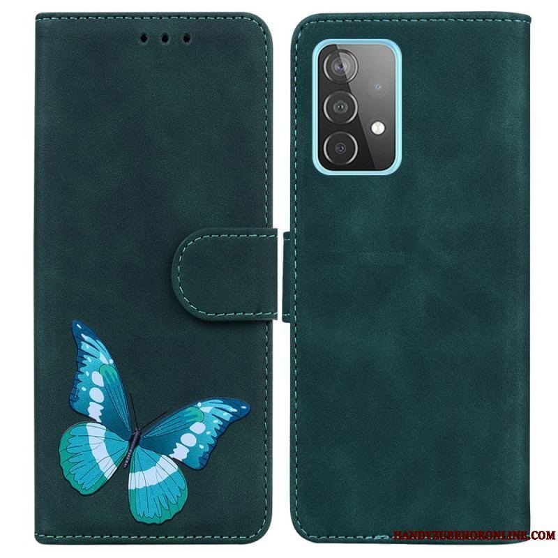 Læder Cover Samsung Galaxy A52 4G / A52 5G / A52s 5G Skin-touch Butterfly