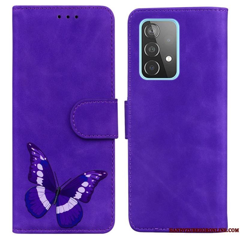 Læder Cover Samsung Galaxy A52 4G / A52 5G / A52s 5G Skin-touch Butterfly