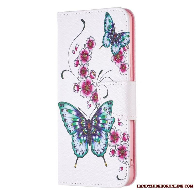 Læder Cover Samsung Galaxy A53 5G Sommerfugle