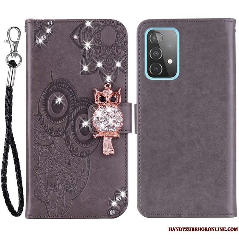 Læder Cover Samsung Galaxy A53 5G Ugle Mandala Og Charm