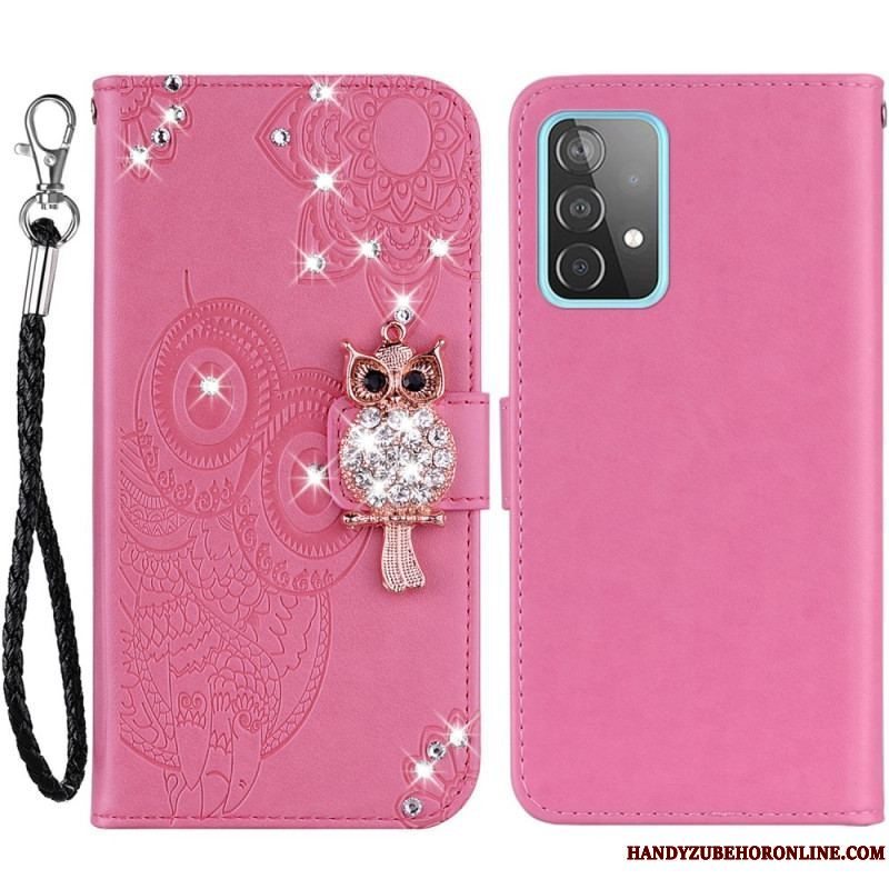 Læder Cover Samsung Galaxy A53 5G Ugle Mandala Og Charm