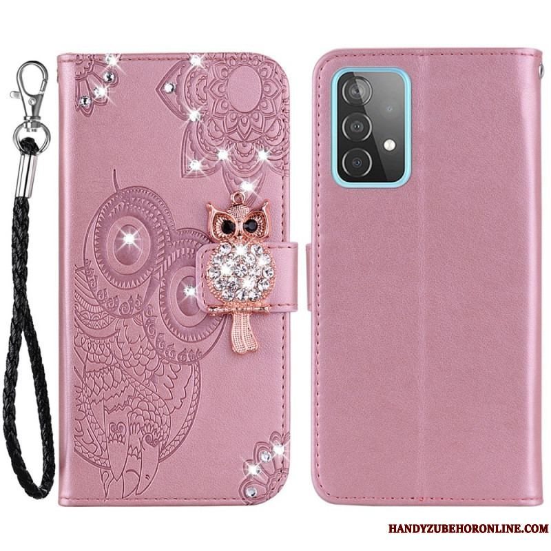 Læder Cover Samsung Galaxy A53 5G Ugle Mandala Og Charm