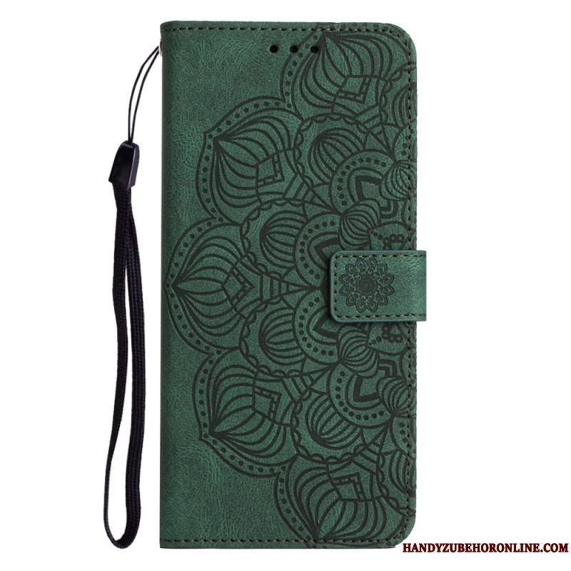 Læder Cover Samsung Galaxy A54 5G Med Snor Strappy Mandala Print