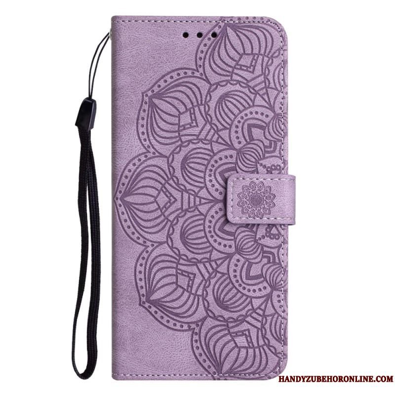 Læder Cover Samsung Galaxy A54 5G Med Snor Strappy Mandala Print