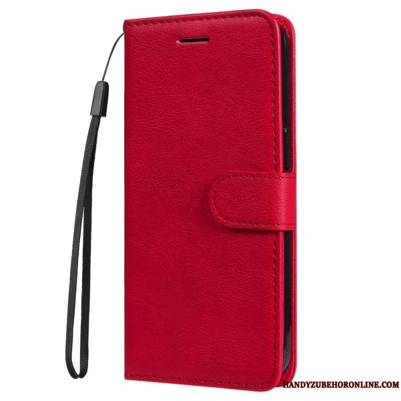 Læder Cover Samsung Galaxy M32 Med Snor Solid Color Series Strappy