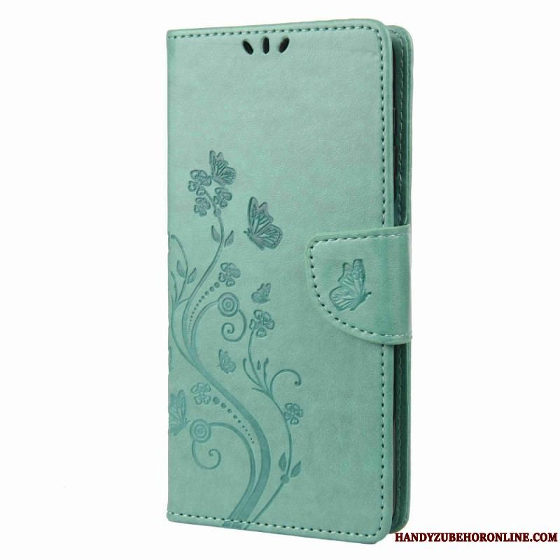 Læder Cover Samsung Galaxy M53 5G Med Snor Rem Blomster