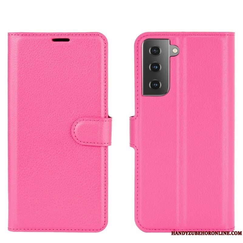 Læder Cover Samsung Galaxy S21 5G Klassisk Litchi Imiteret Læder