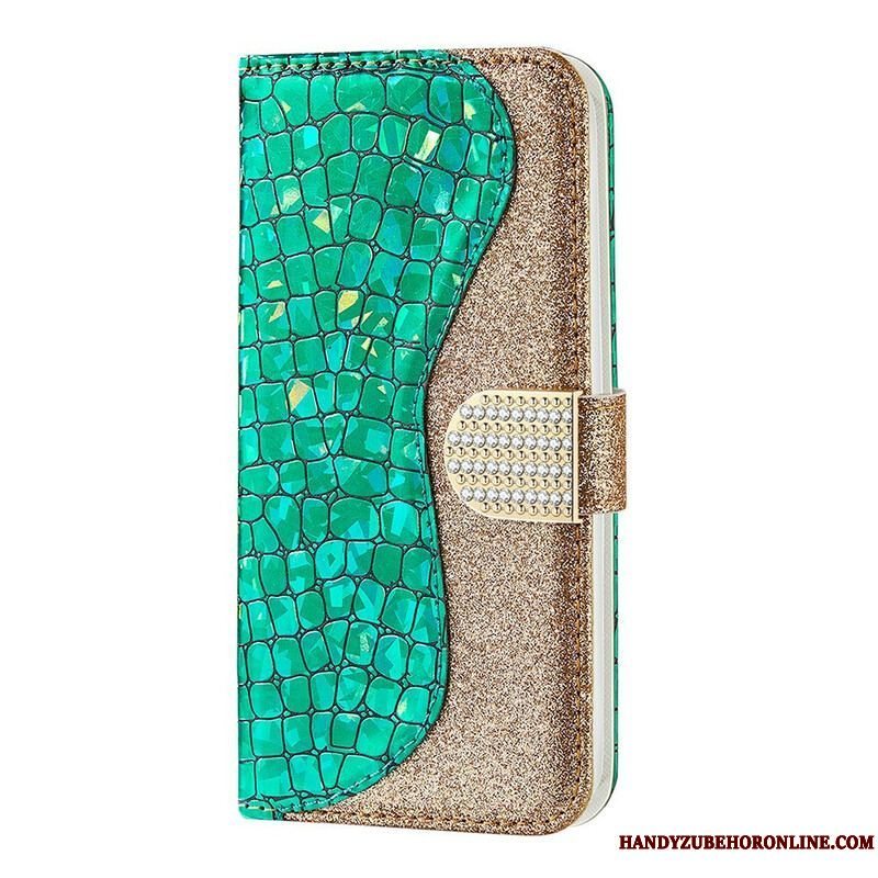 Læder Cover Samsung Galaxy S21 FE Krokodille Diamanter