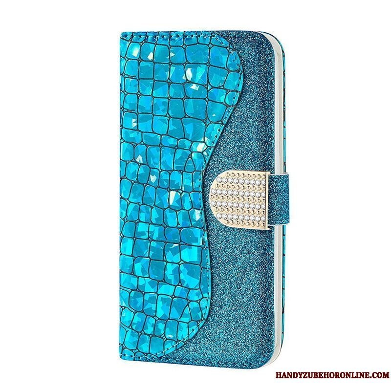 Læder Cover Samsung Galaxy S21 FE Krokodille Diamanter