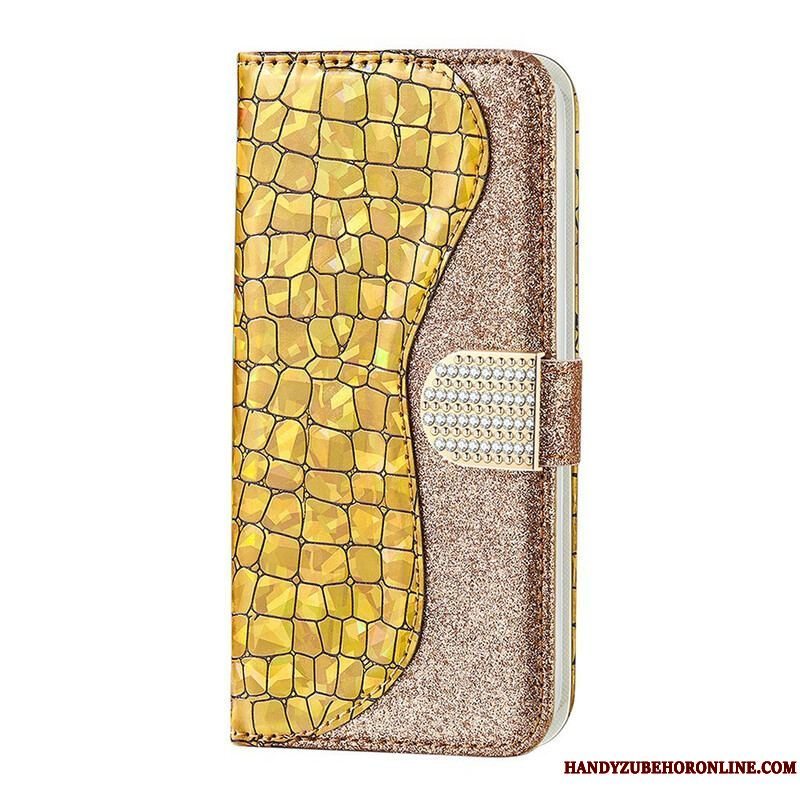 Læder Cover Samsung Galaxy S21 FE Krokodille Diamanter