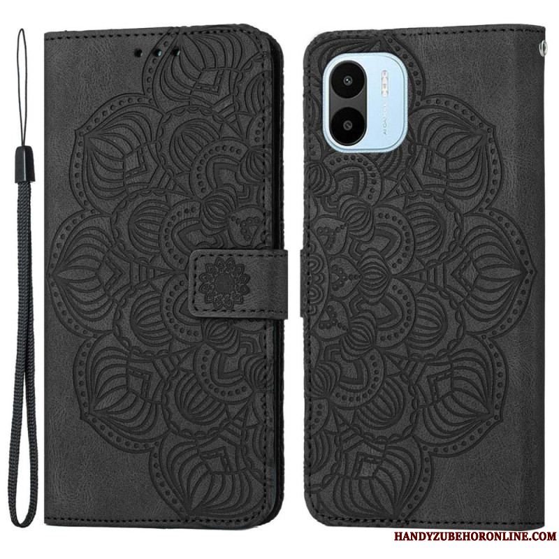 Læder Cover Xiaomi Redmi A1 Med Snor Strappy Mandala